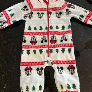 Disney Mickey Mouse Festive Fleece Onesie - Red, Green, and White